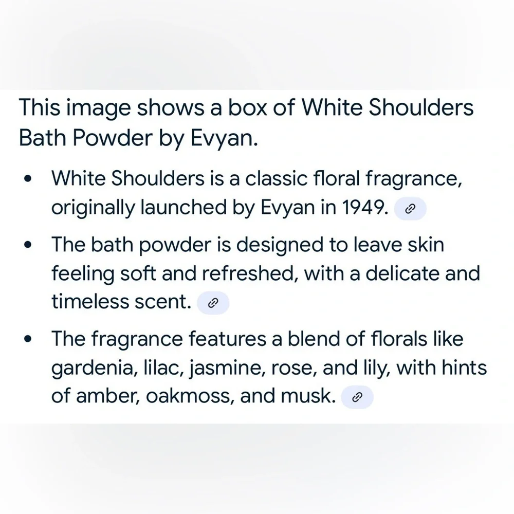 White Shoulders by Evyan Bath/Body Dusting Powder 2.6 oz New in box